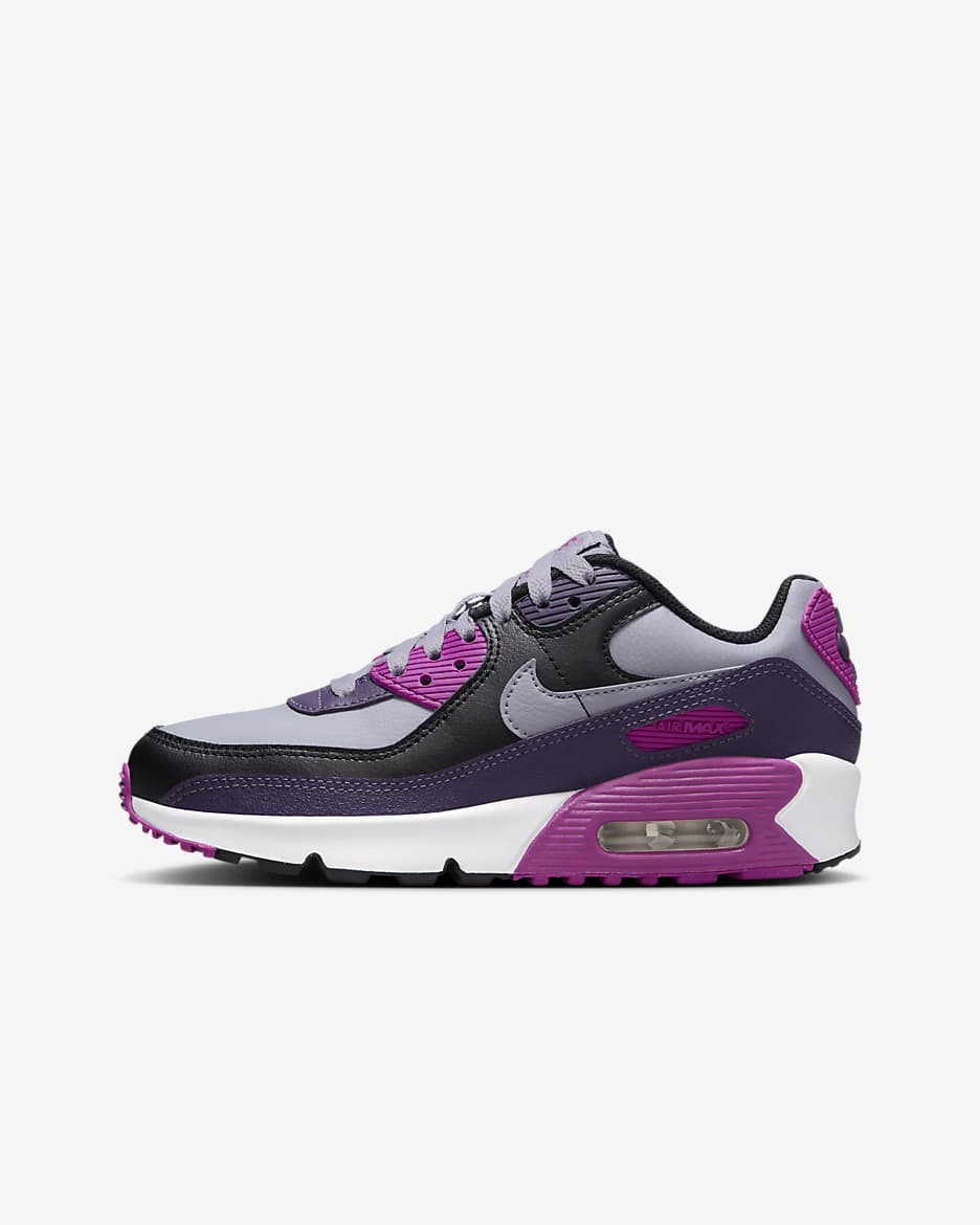 Nike Air Max 90 Big Kids' Shoes - Cement Grey/Black/Dark Raisin/Cement Grey