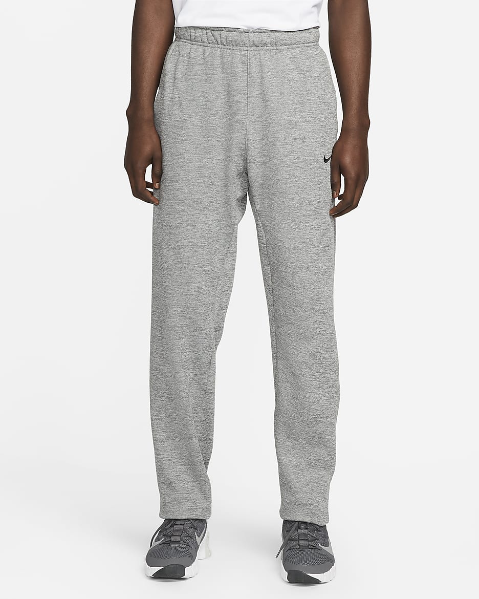 Nike Therma Men's Therma-FIT Open Hem Fitness Pants - Dark Grey Heather/Particle Grey/Black
