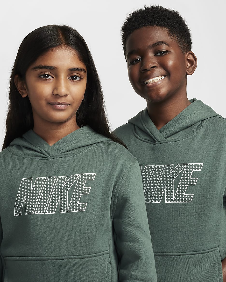 Nike Sportswear Club Fleece Big Kids' Pullover Hoodie - Vintage Green/Metallic Silver