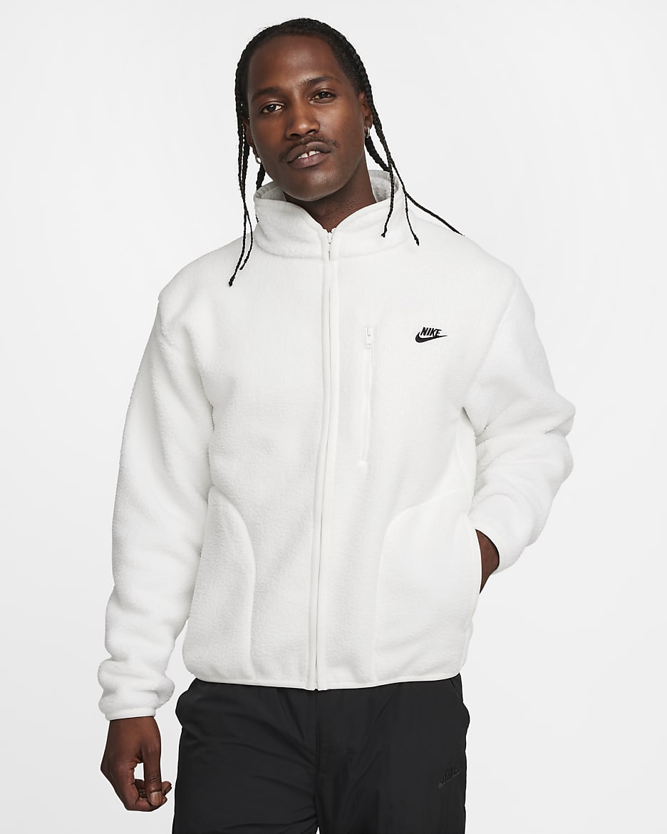 Chamarra de tejido Fleece para hombre Nike Sportswear Club - Vela/Negro