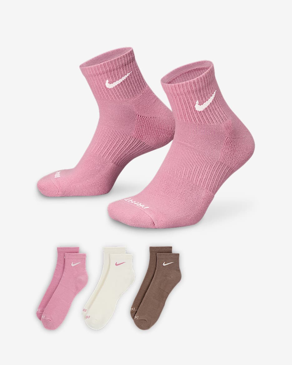 Nike Everyday Plus Cushioned Training Ankle Socks (3 Pairs) - Multi-Color