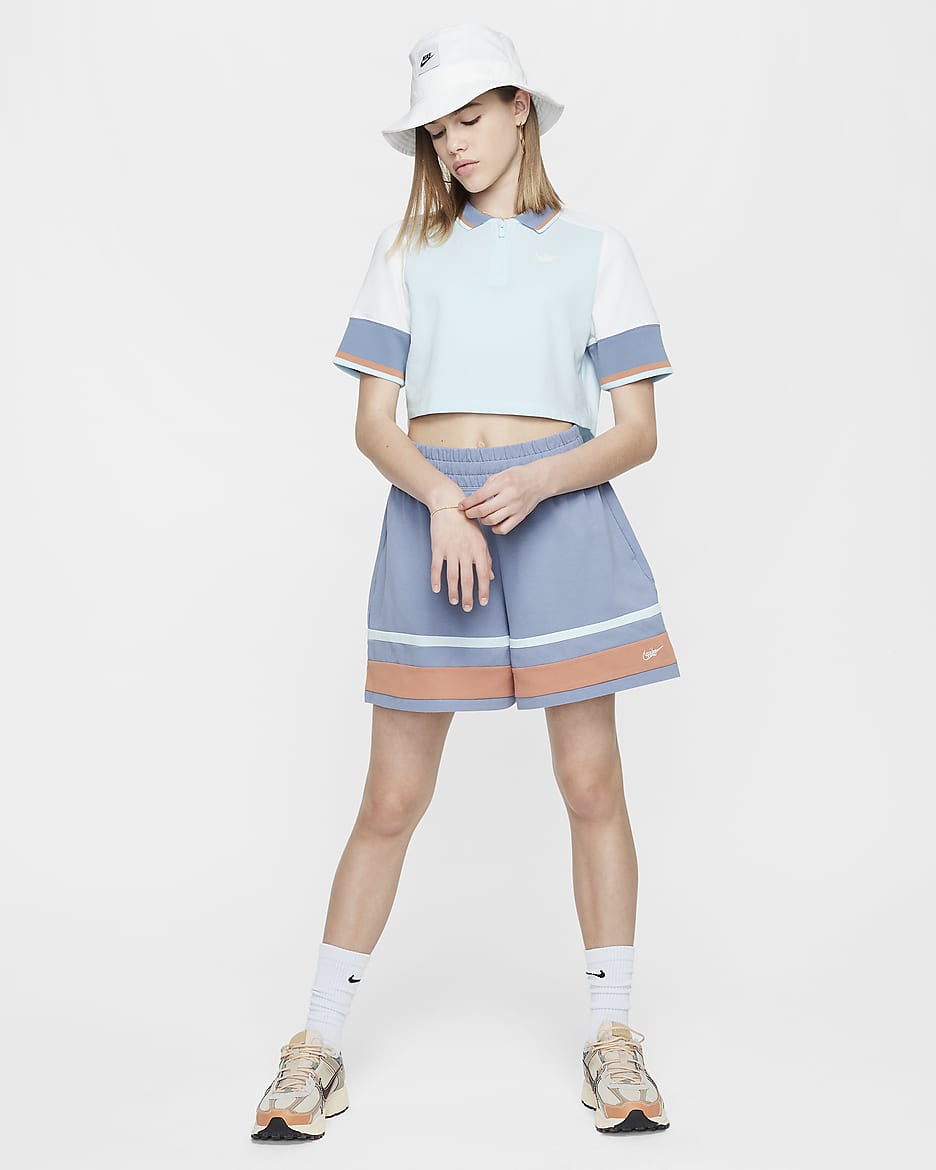 Top cropped para niña Nike Sportswear - Azul glacial/Blanco