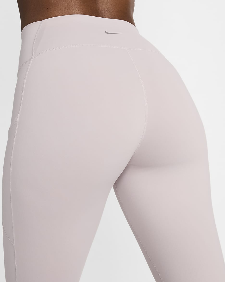 Leggings tiro alto de 7/8 con bolsillos para mujer Nike One - Violeta platino/Negro