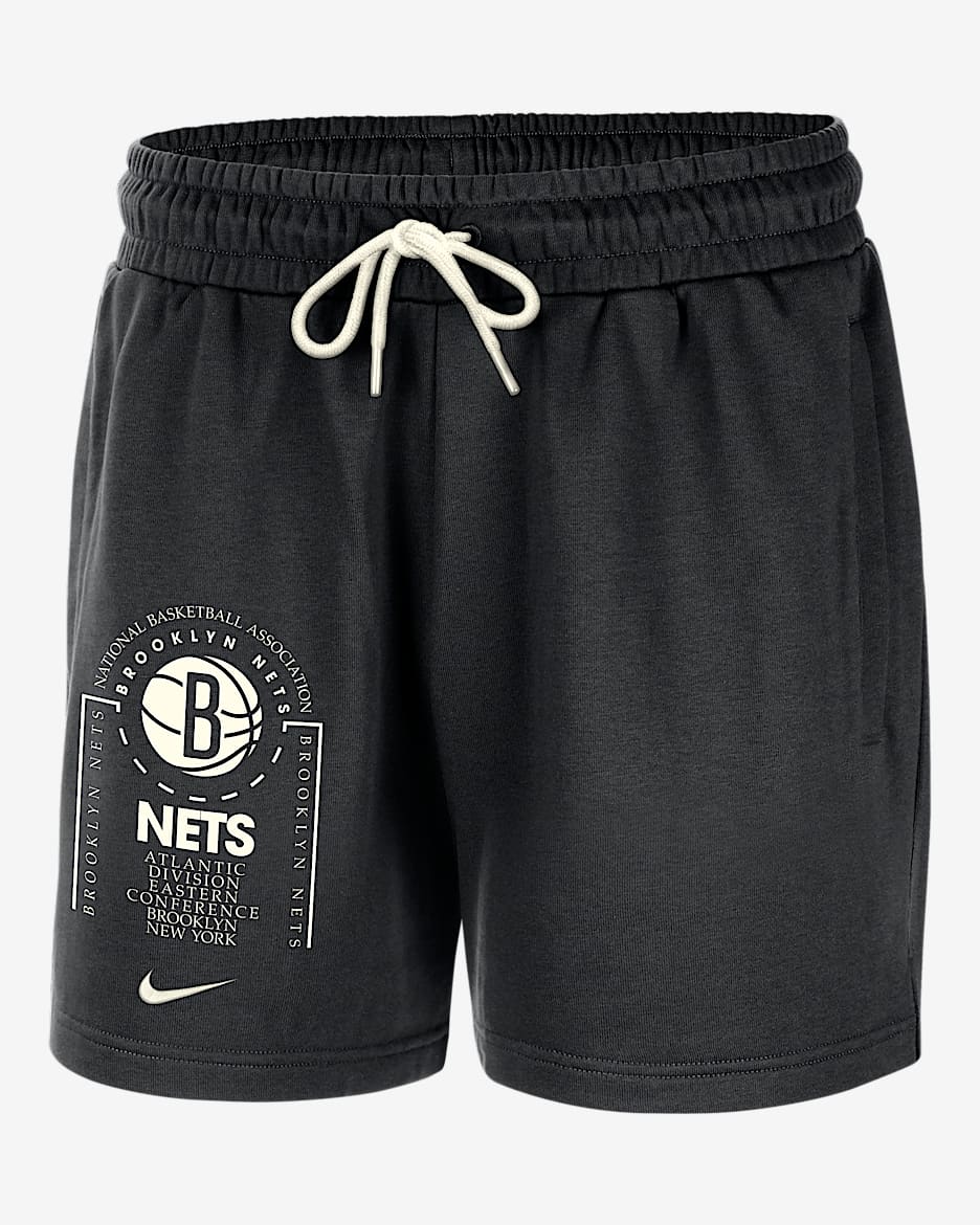Brooklyn Nets Club Courtside Nike NBA Fleece-Shorts (Herren) - Schwarz/Sail