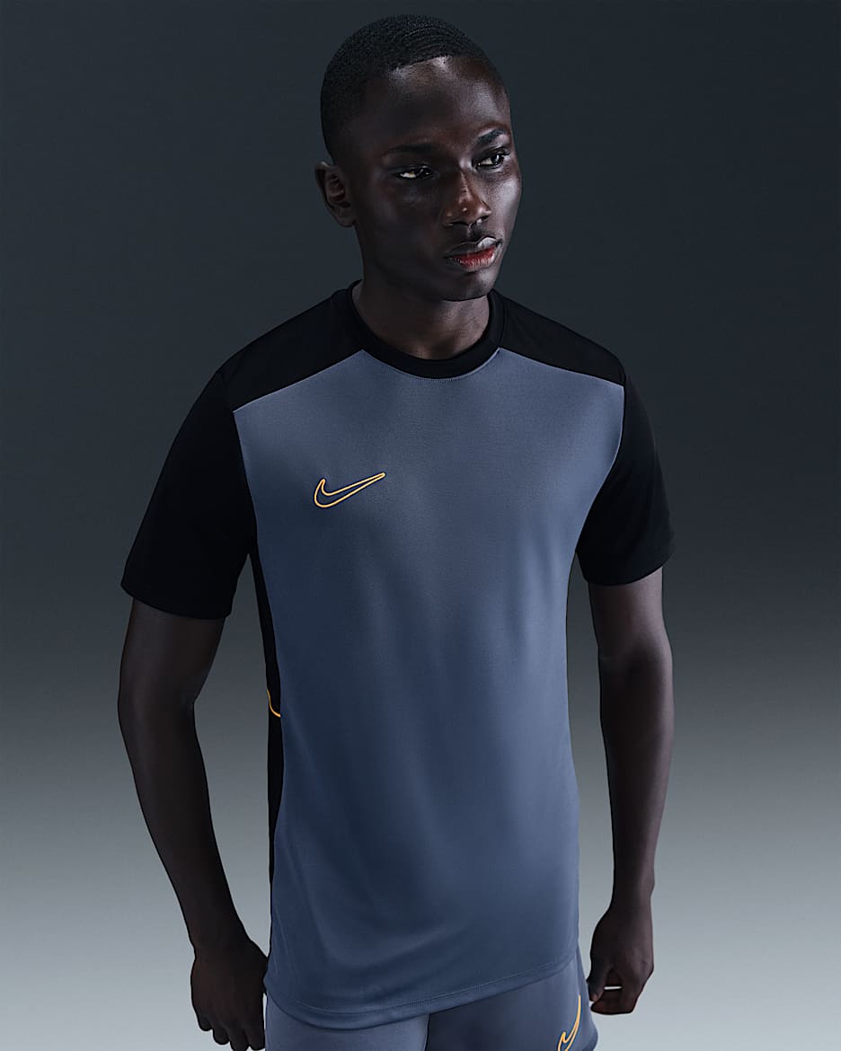 Nike Academy Men's Dri-FIT Short-Sleeve Football Top - Diffused Blue/Black/University Gold/University Gold