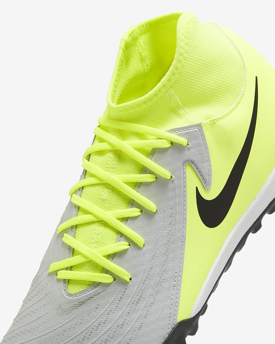 Nike Phantom Luna 2 Academy TF High-Top Football Shoes - Metallic Silver/Volt/Black