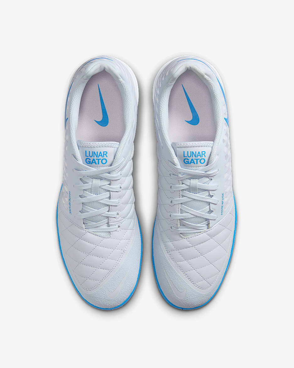 Nike Lunar Gato II Indoor Court Low-Top Football Shoes - Football Grey/Light Photo Blue