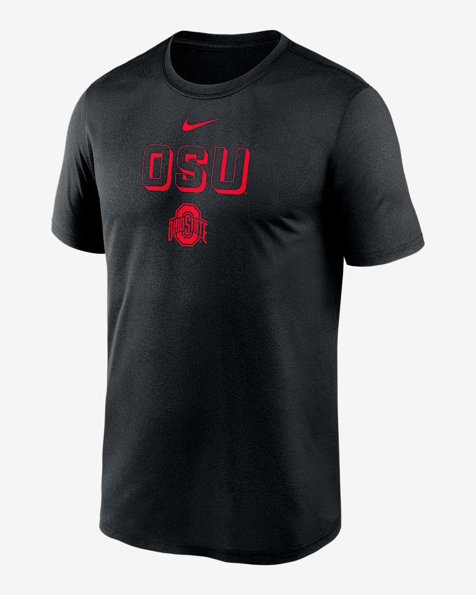 Playera universitaria Nike Dri-FIT para hombre Ohio State Sideline Legend - Negro