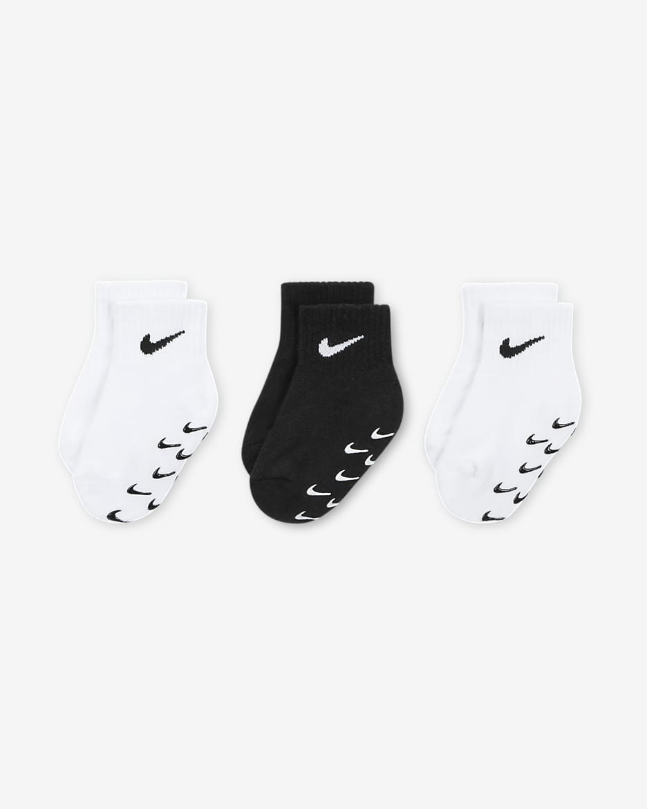 Calcetines al tobillo para bebé/infantiles Nike Gripper (3 pares) - Blanco