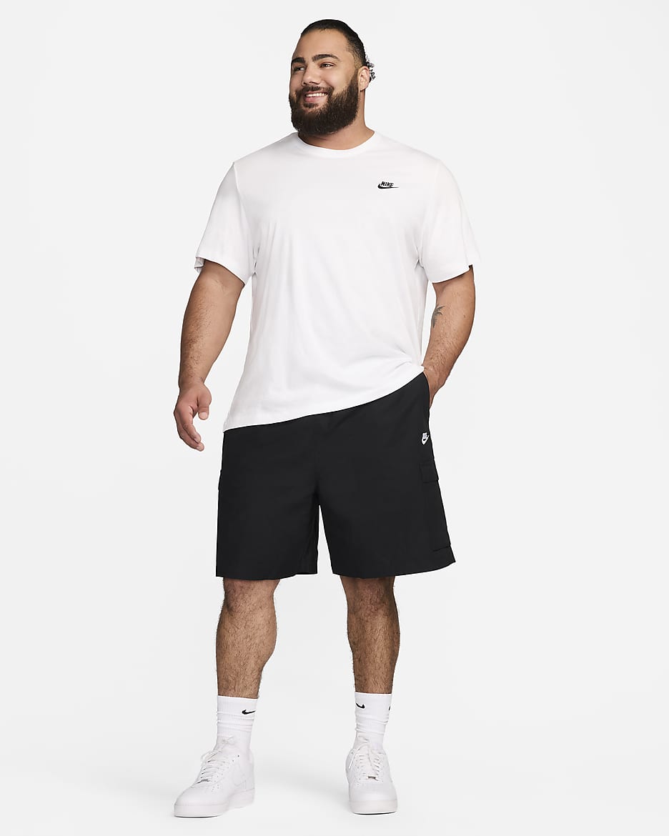 Short cargo tissé Nike Club pour homme - Noir/Blanc