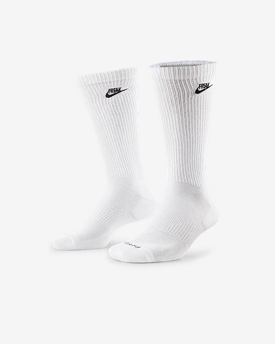 Nike Everyday Plus Cushioned Basketball Crew Socks - White/Pure Platinum/Black