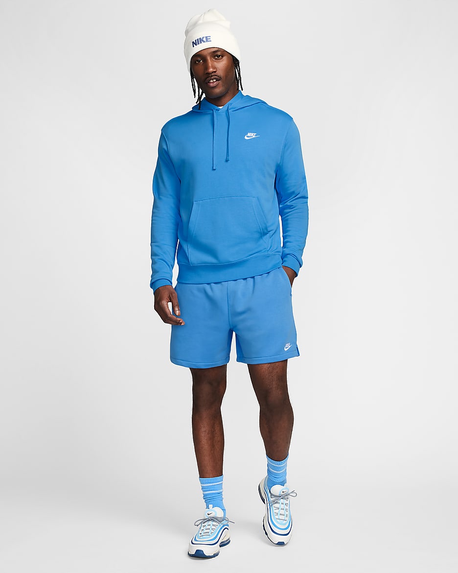 Nike Club Flow frottéshorts til herre - University Blue/University Blue/Hvit