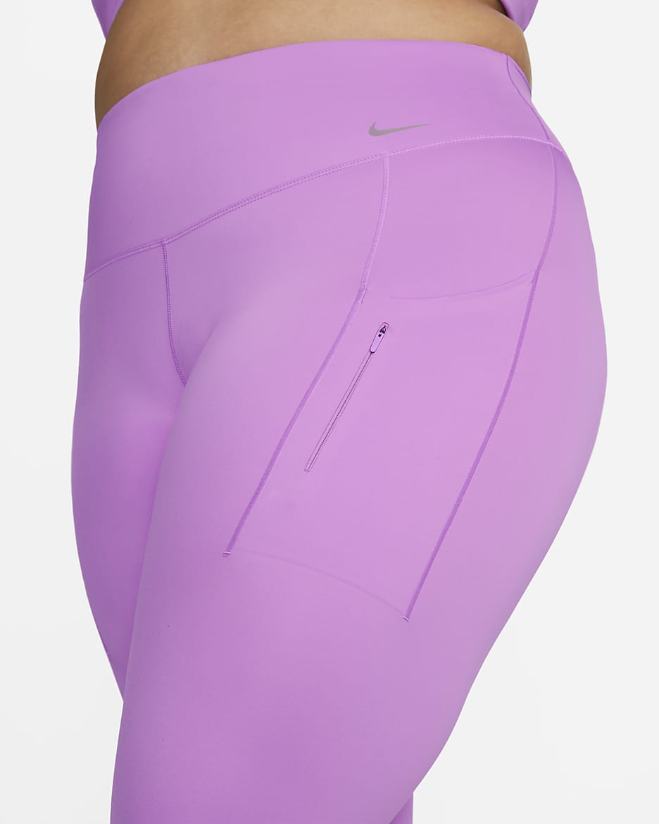 Nike Go Women's Firm-Support High-Waisted Cropped Leggings with Pockets (Plus Size) - Rush Fuchsia/Black