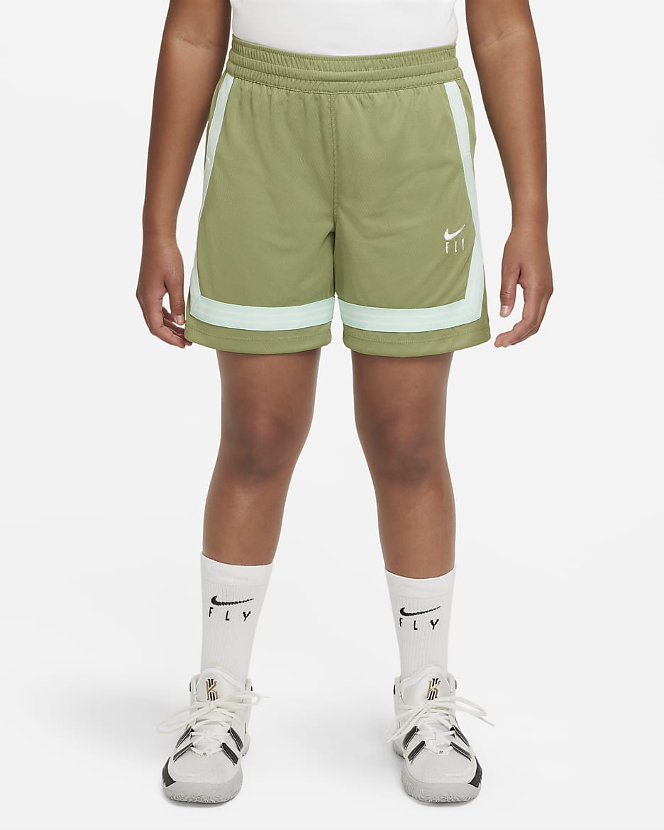 Nike Dri-FIT Fly Crossover Big Kids' (Girls') Basketball Shorts (Extended Size) - Alligator/White