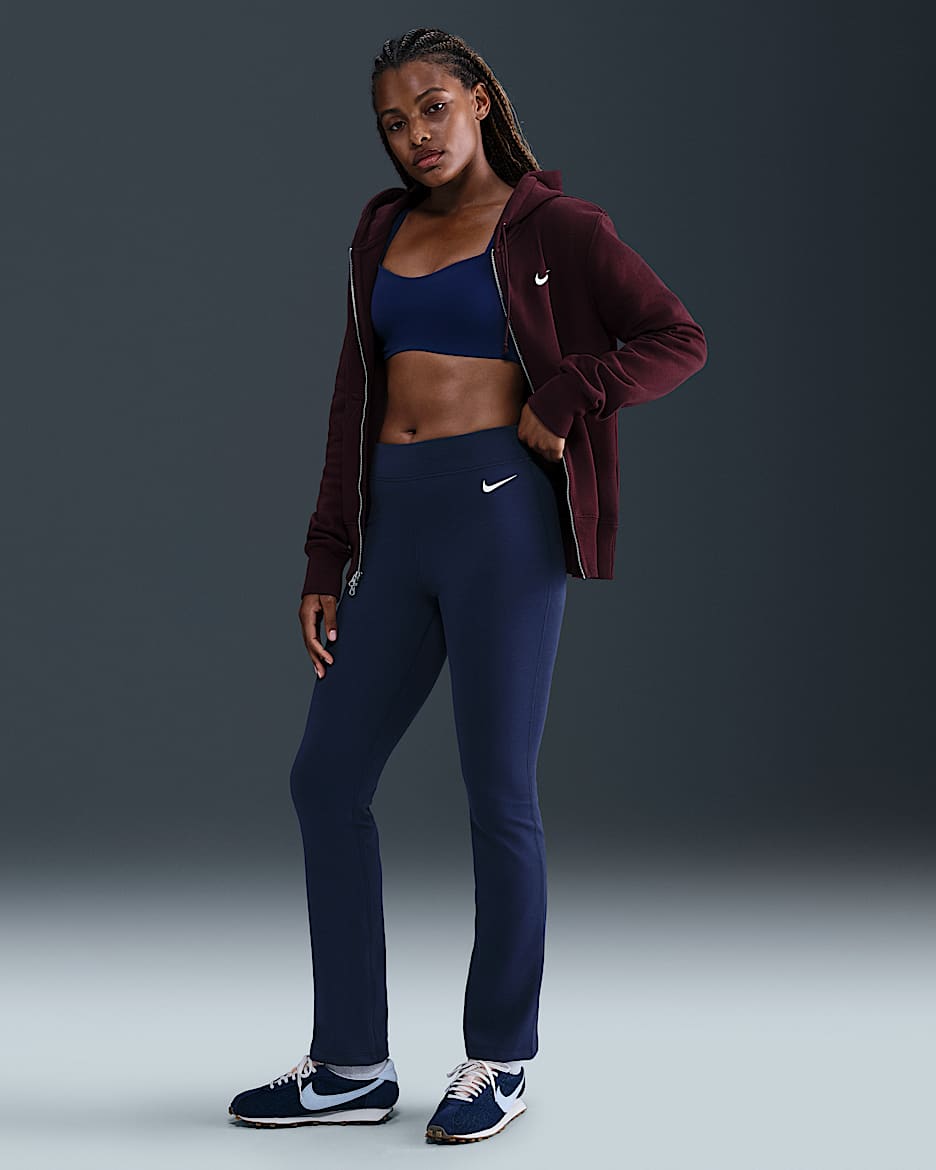 Pants acampanados de tiro alto para mujer Nike Sportswear Classic - Azul marino medianoche/Vela