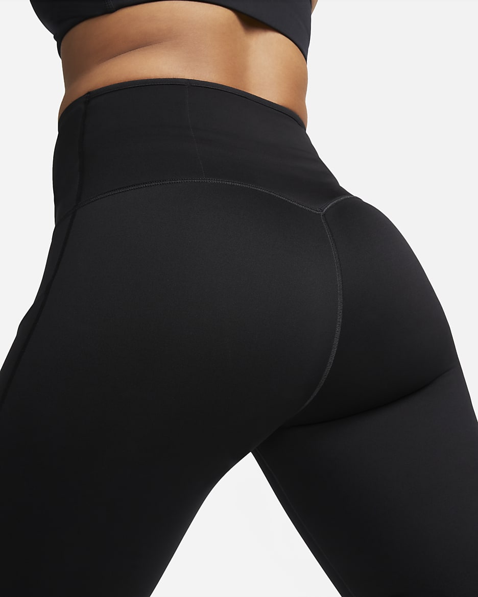 Leggings cropped de tiro alto y sujeción firme con bolsillos para mujer Nike Go - Negro/Negro