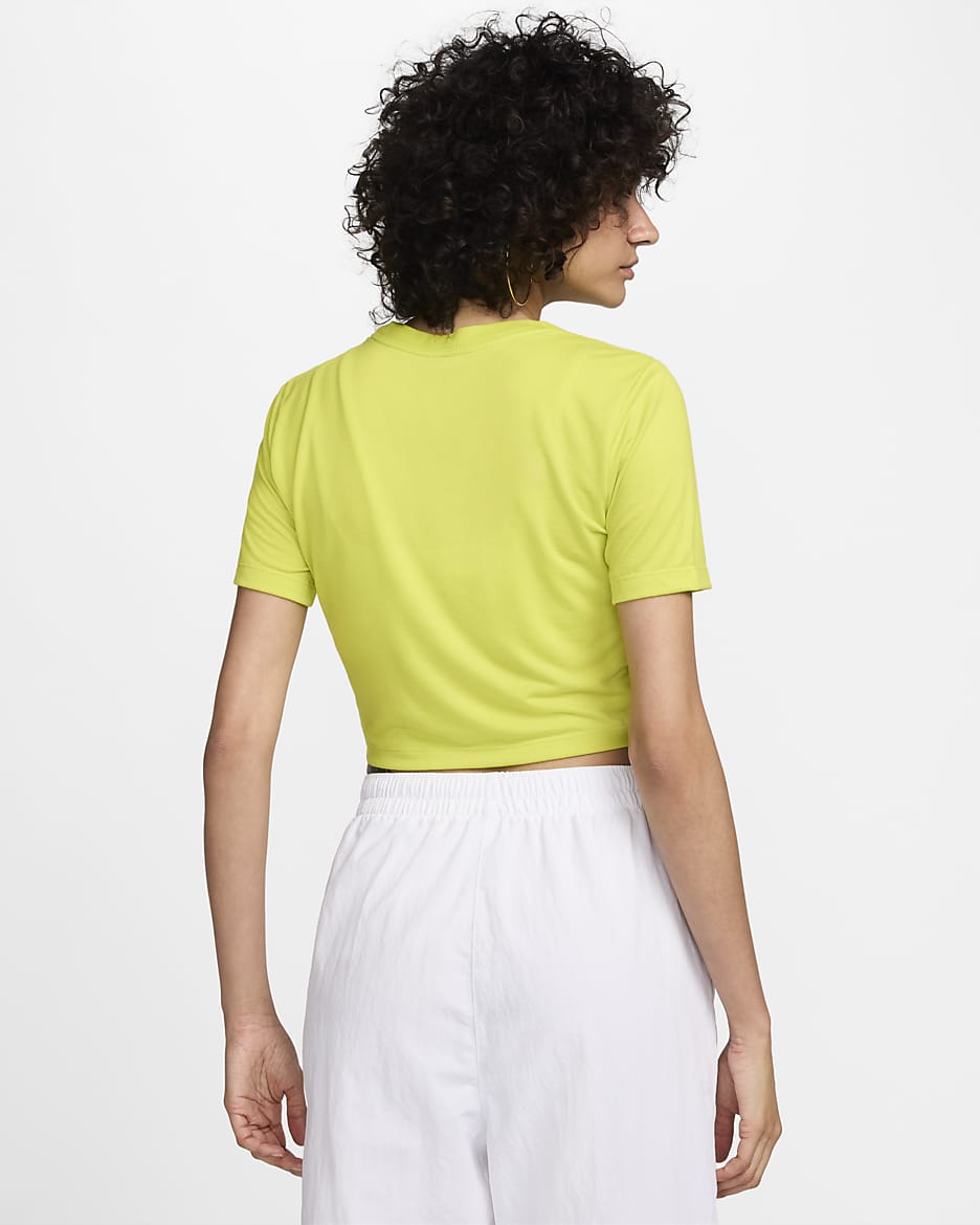 Nike Sportswear Essential Women's Slim Cropped T-Shirt - Bright Cactus/White