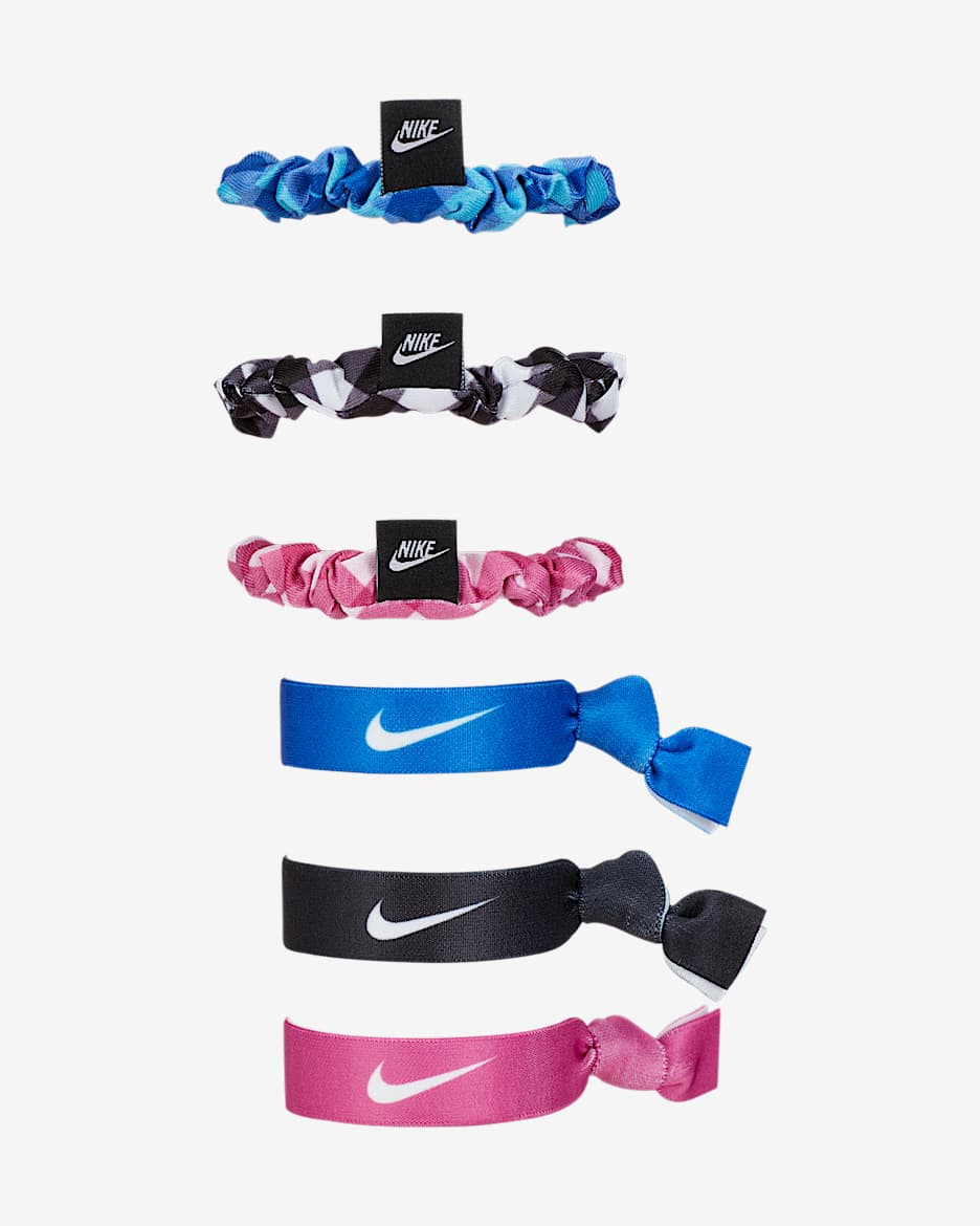 Nike Velvet and Elastic Hairbands (6 Pack) - Black