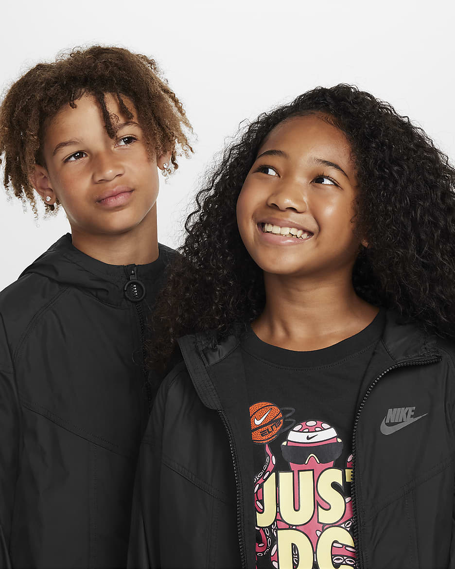 Chamarra Repel para niños talla grande Nike Sportswear Windrunner EasyOn - Negro/Negro/Negro/Antracita