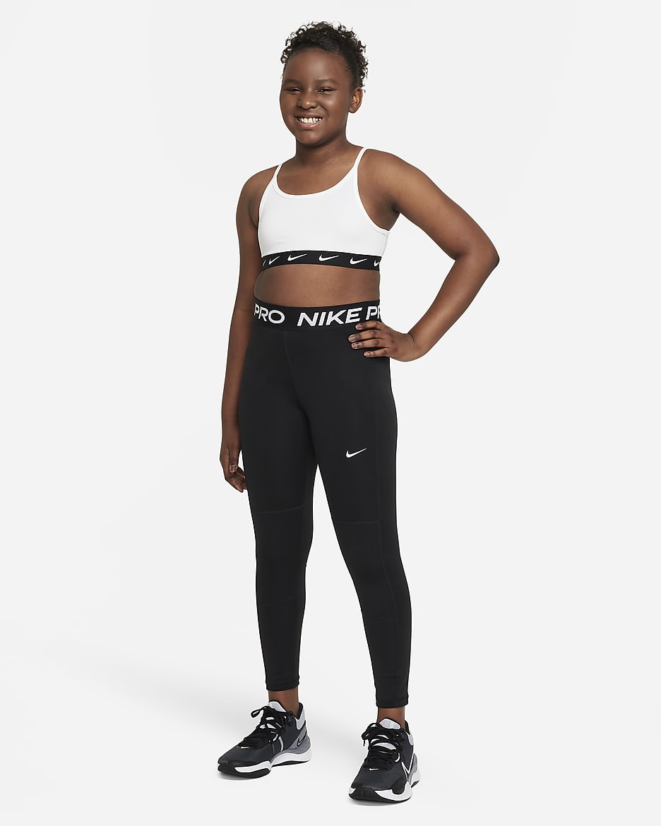 Nike Dri-FIT One Older Kids' (Girls') Sports Bra (Extended Size) - White/Black