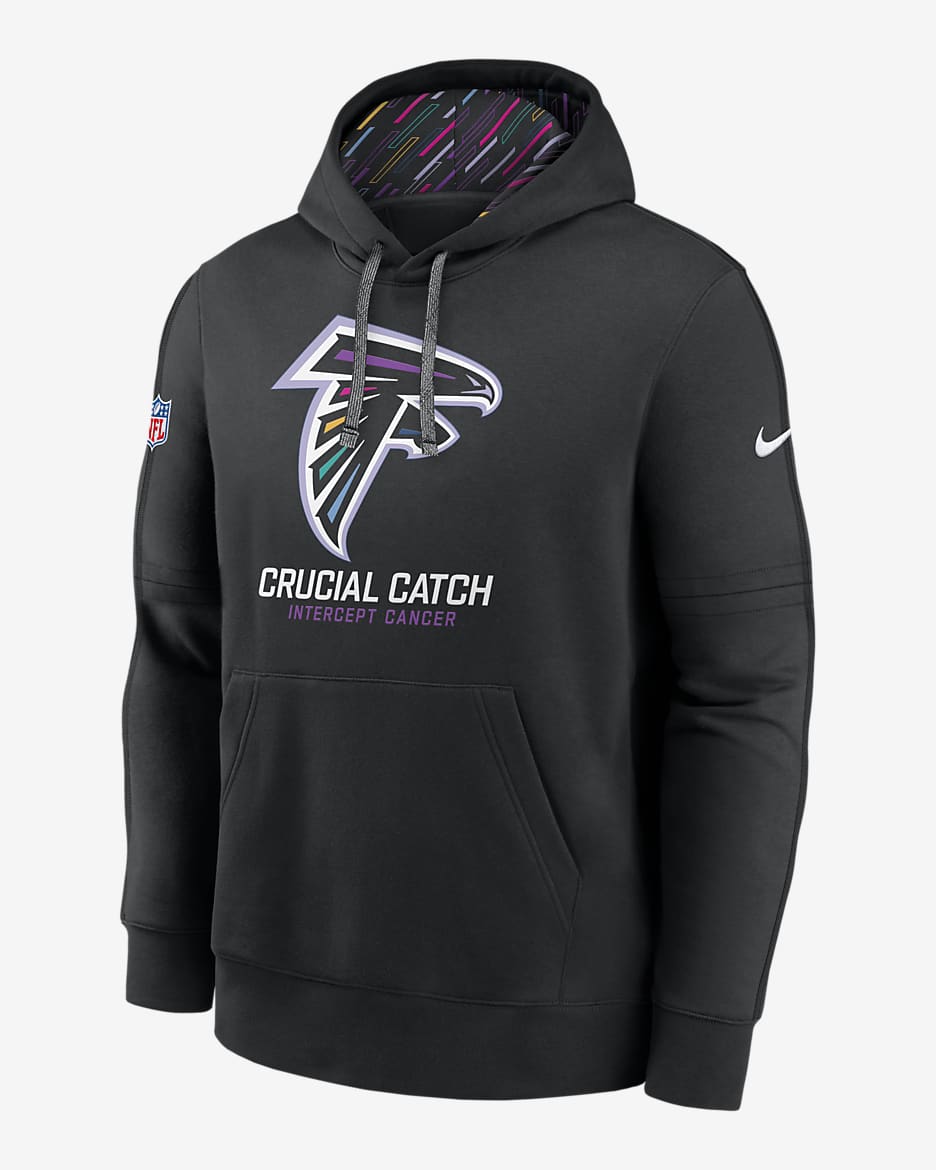 Sudadera con gorro sin cierre Nike de la NFL para hombre Atlanta Falcons Crucial Catch Club - Negro