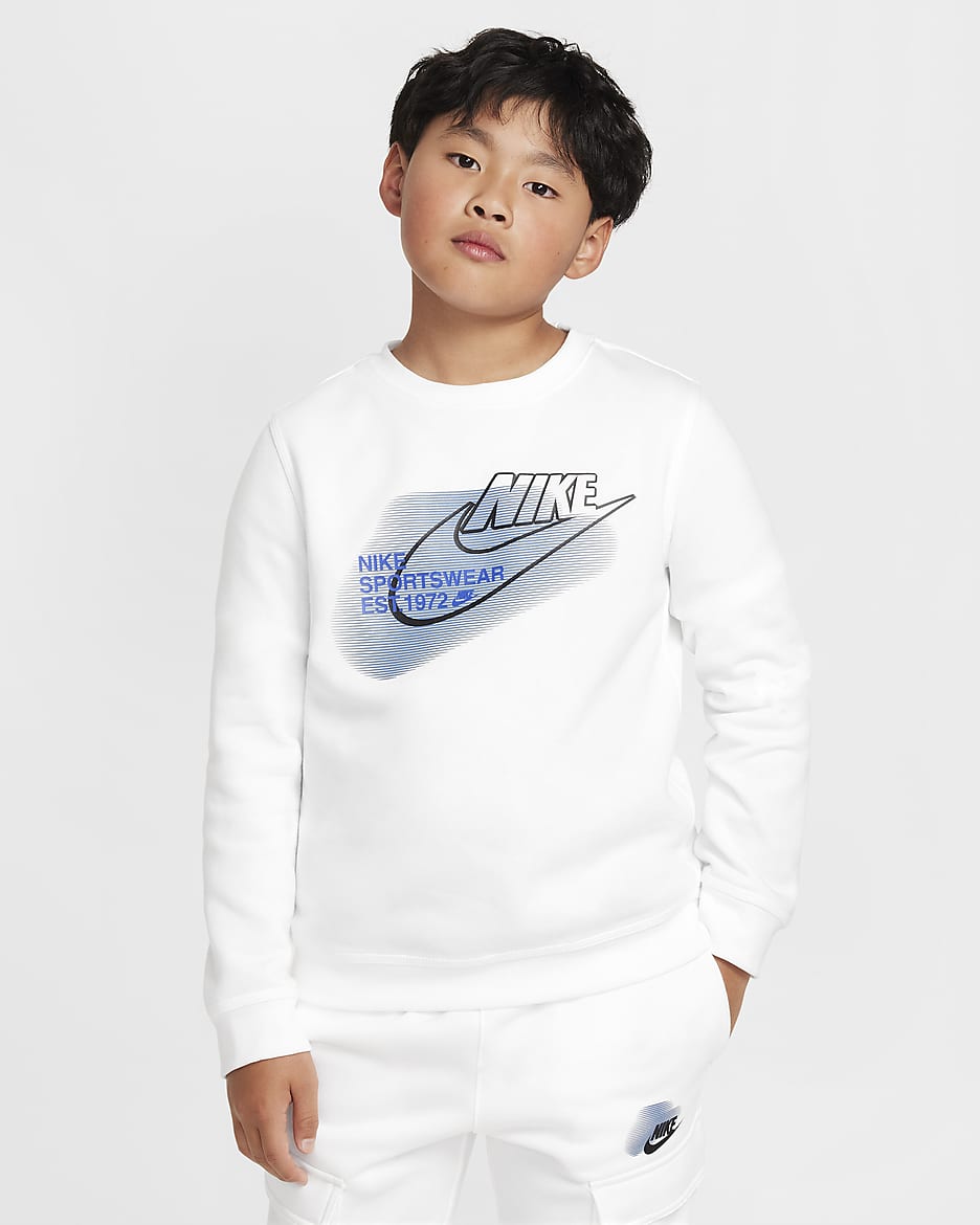 Nike Sportswear Standard Issue sweatshirt met ronde hals voor jongens - Wit