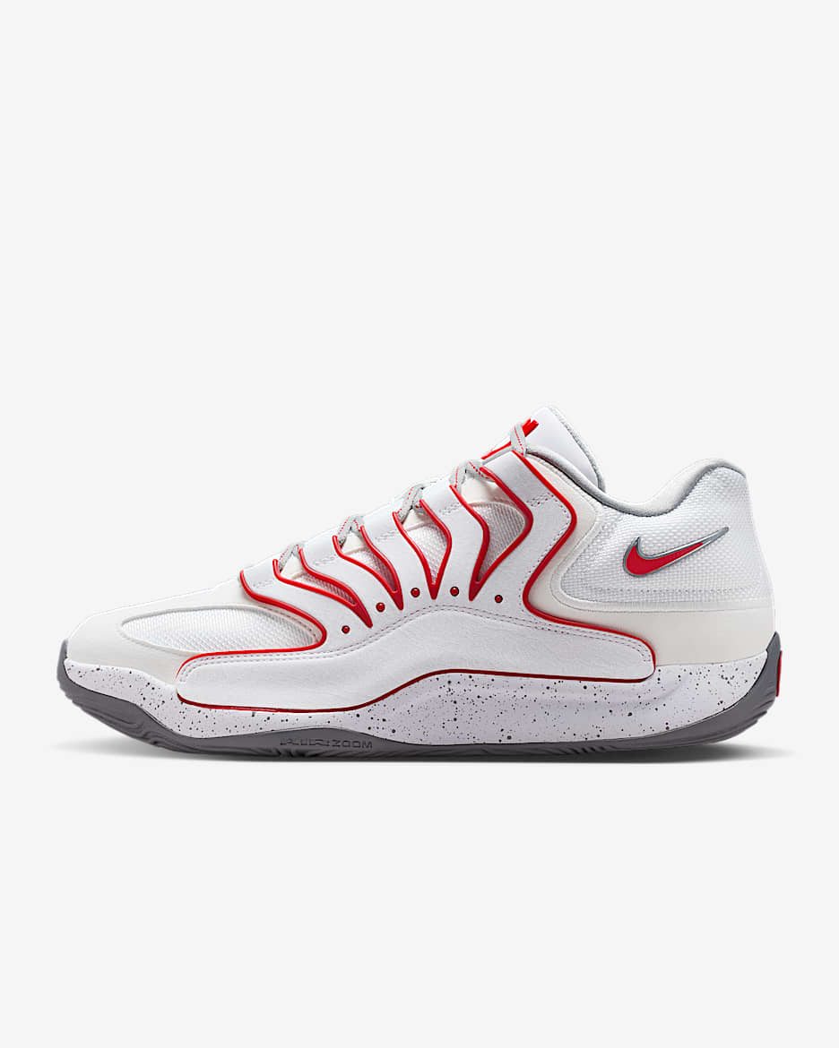 KD18 Basketball Shoes - White/Light Smoke Grey/Smoke Grey/University Red