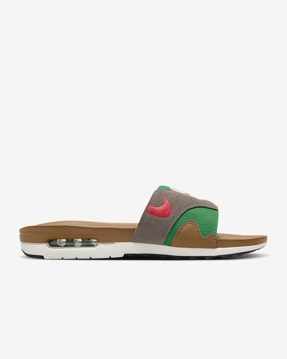 Nike Air Max 1 Men's Slides - Ale Brown/Olive Grey/Sail/Coral