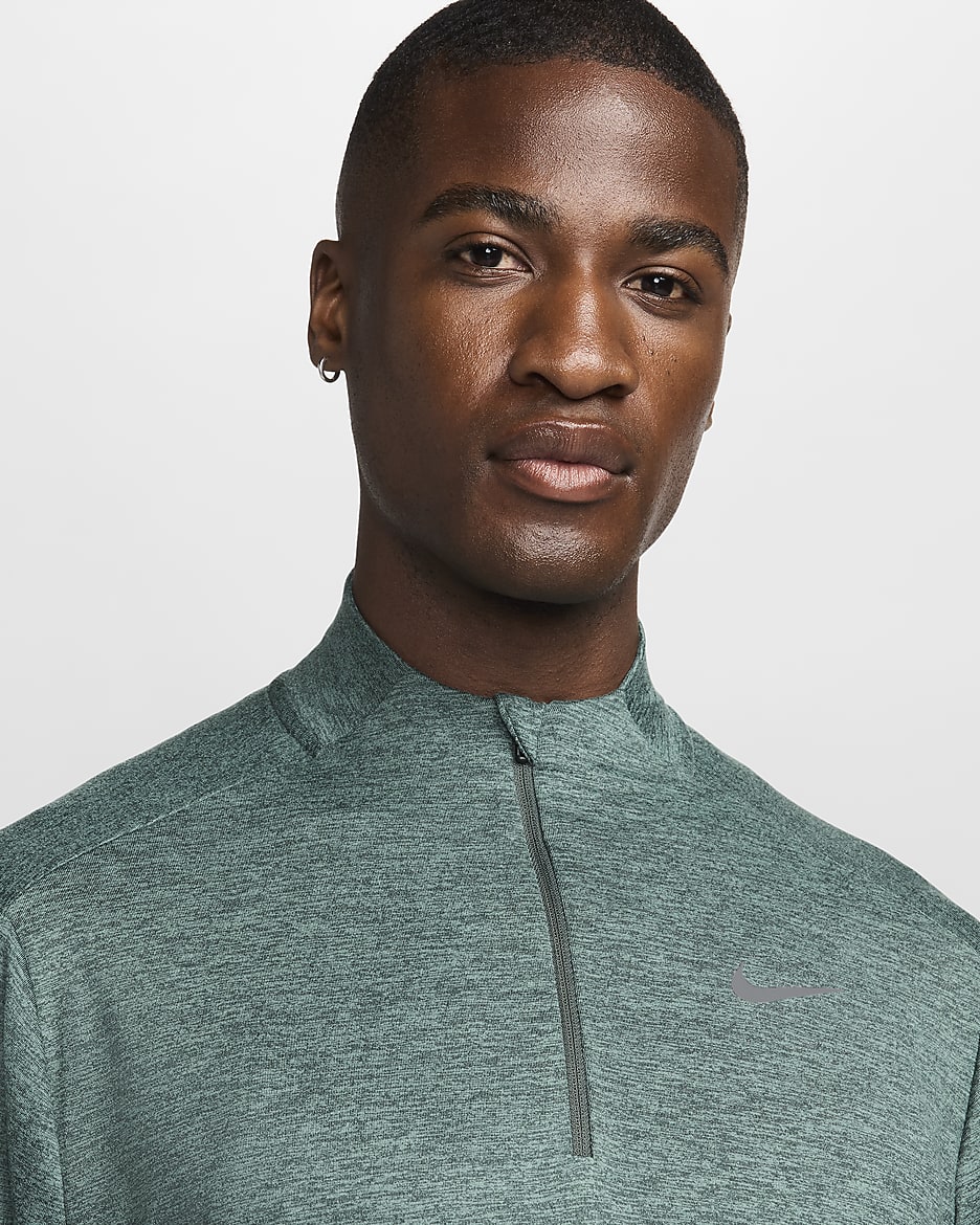 Camisola de running Dri-FIT com fecho até meio Nike para homem - Verde Vintage/Bicoastal/Heather