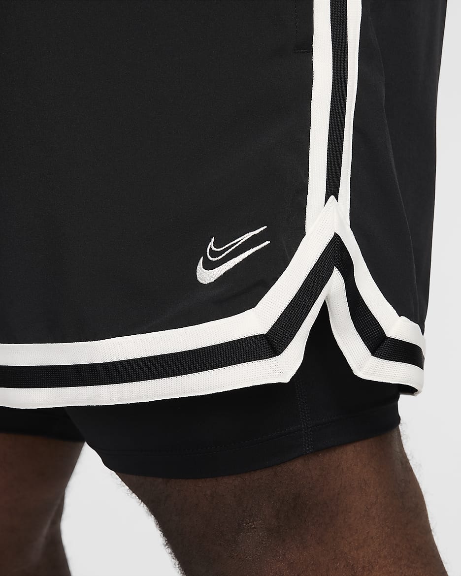 Shorts de básquetbol DNA 2 en 1 de 10 cm para hombre Kevin Durant - Negro/Negro/Vela