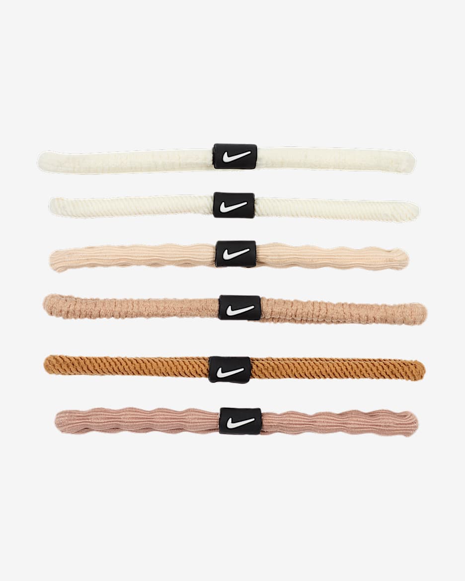 Elastici per capelli Nike Flex (confezione da 6) - Hemp/Desert Dust/Bianco