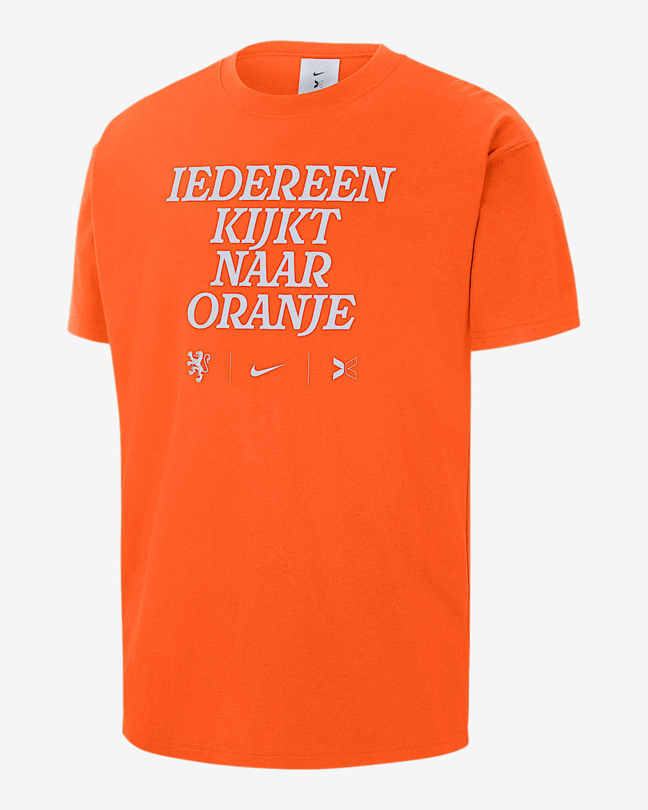 Everyone Watches Women's Sports™ "Netherlands" Nike by TOGETHXR Soccer T-Shirt - Safety Orange