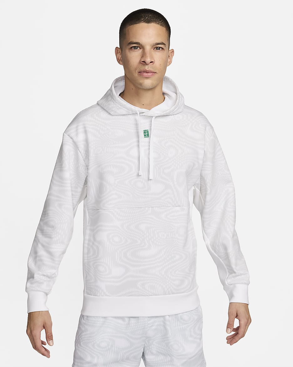 Sweat à capuche de tennis Dri-FIT en tissu Fleece NikeCourt Heritage pour homme - Blanc/Blanc