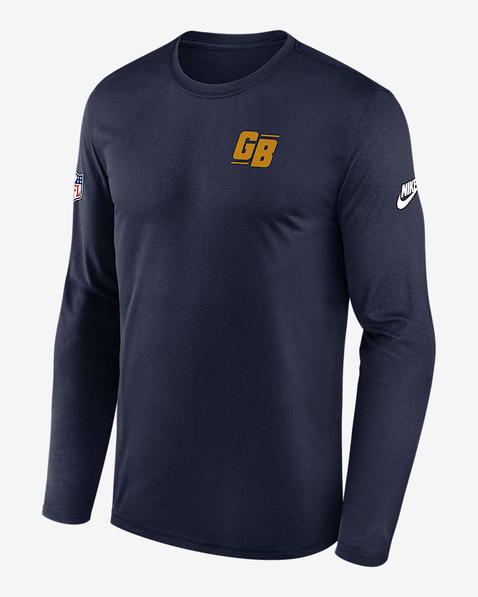 Playera de manga larga Nike Dri-FIT de la NFL para hombre Green Bay Packers Alt Legend Small Logo - Azul marino