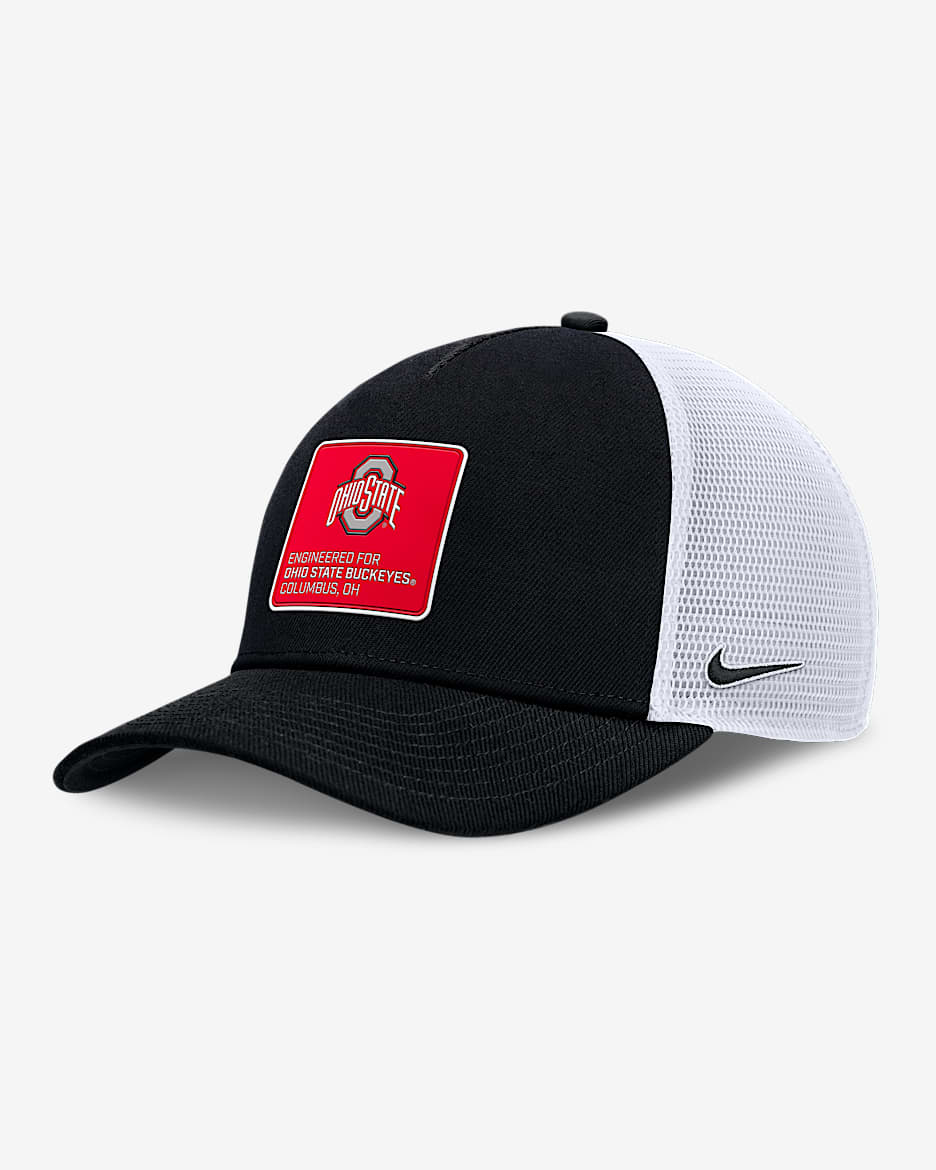 Ohio State On-Field Rise Engineered Men's Nike College Trucker Adjustable Hat - Black
