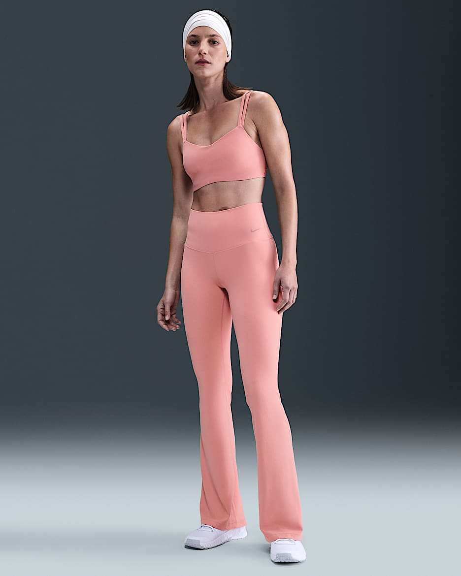 Nike Zenvy Women's High-Waisted Flared Leggings - Rust Pink/Black