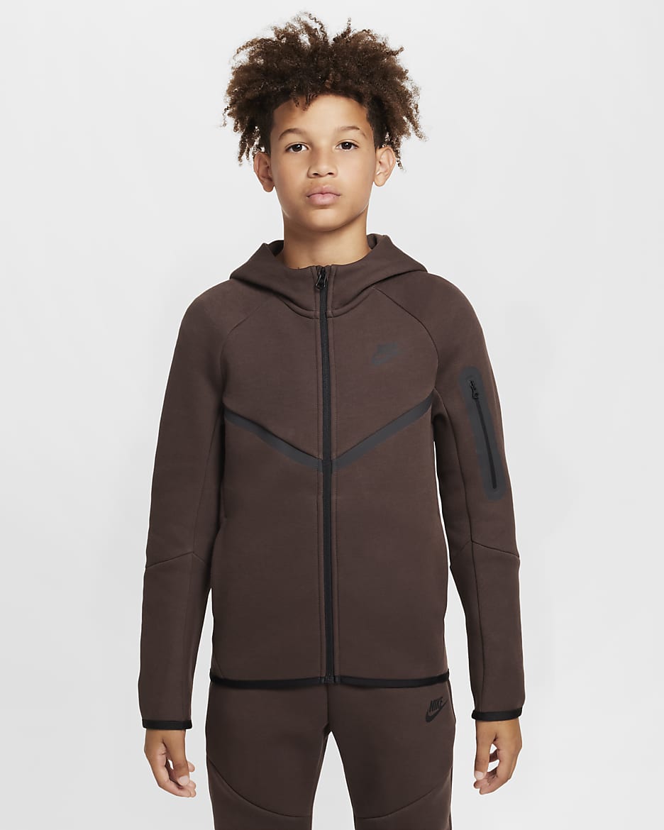 Nike Sportswear Tech Fleece Big Kids' Full-Zip Hoodie - Baroque Brown/Baroque Brown/Black/Black