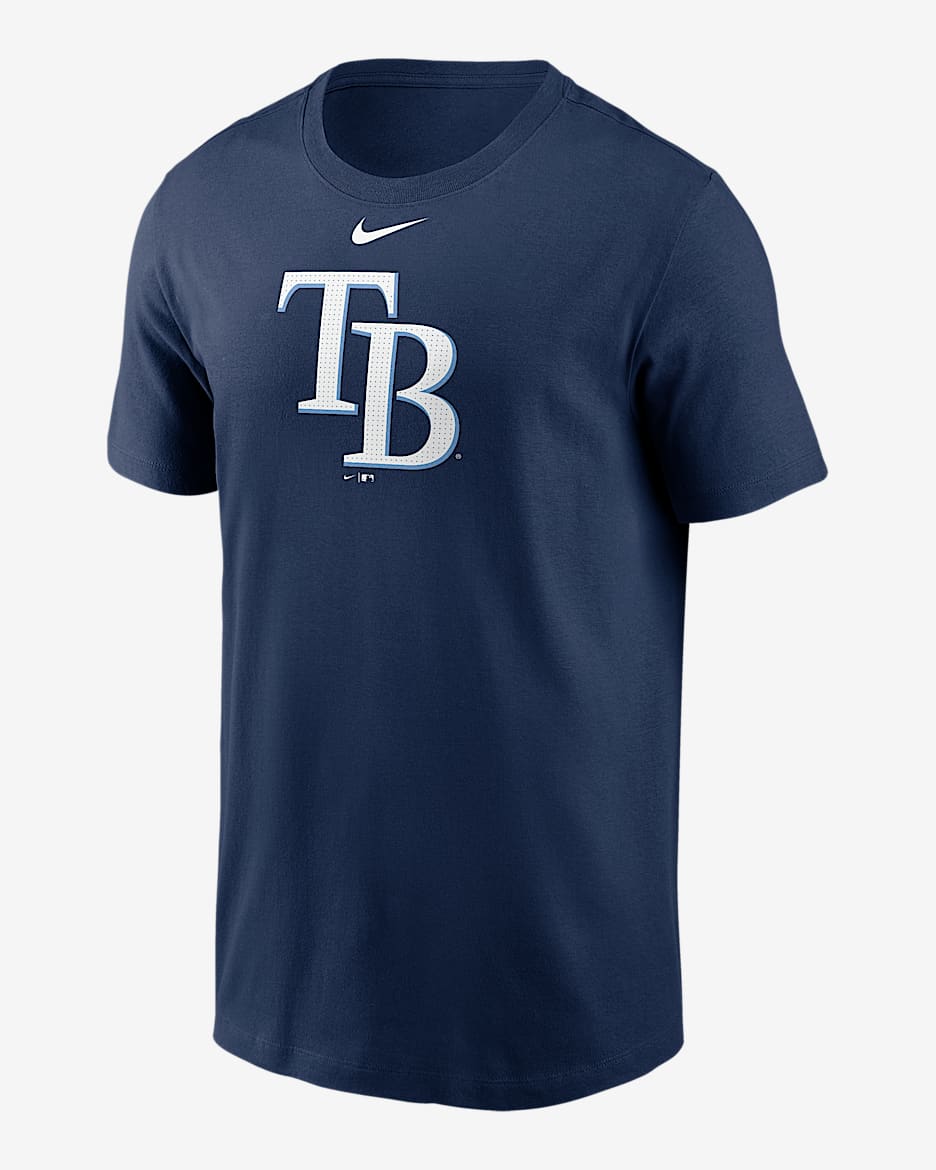 Playera Nike de la MLB para hombre Tampa Bay Rays Fuse Large Logo - Azul marino medianoche