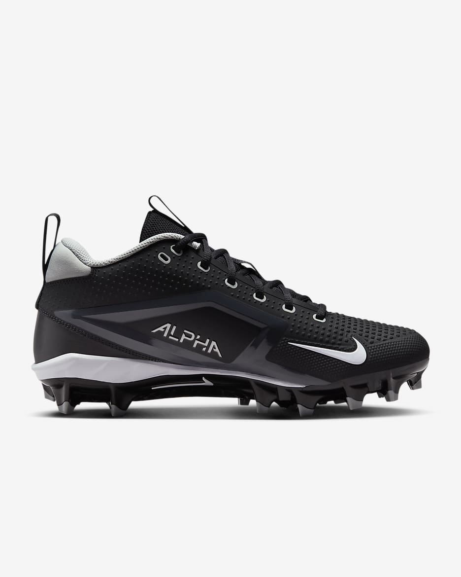 Nike Alpha Menace 4 Varsity Football Cleats - Black/Light Smoke Grey/Metallic Silver/White