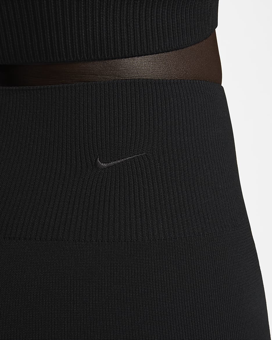 Nike Sportswear Chill Knit Women's Tight High-Waisted Jumper-Knit Flared Trousers - Black/Black