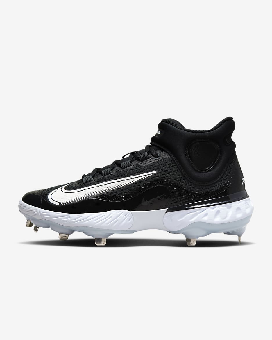 Nike Alpha Huarache Elite 4 Mid Men's Baseball Cleats - Black/Blue Tint/Pure Platinum/White