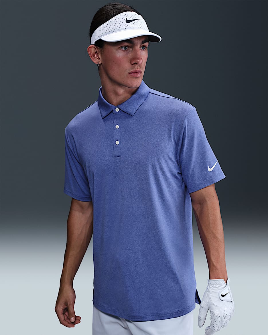 Polo de golf Dri-FIT jaspeado para hombre Nike Tour - Azul astronómico/Puro/Marfil pálido