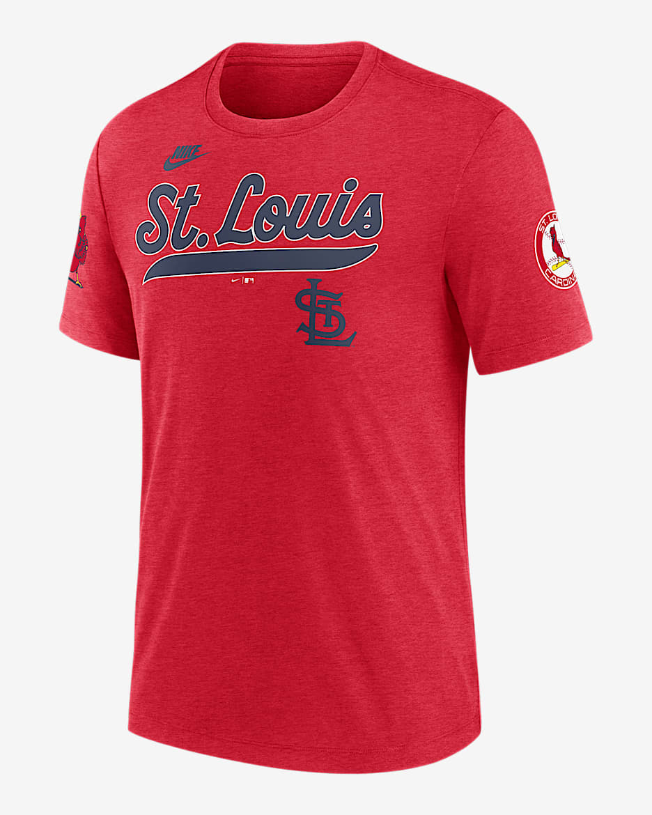 St. Louis Cardinals Cooperstown Eras Men's Nike MLB T-Shirt - Red Heather