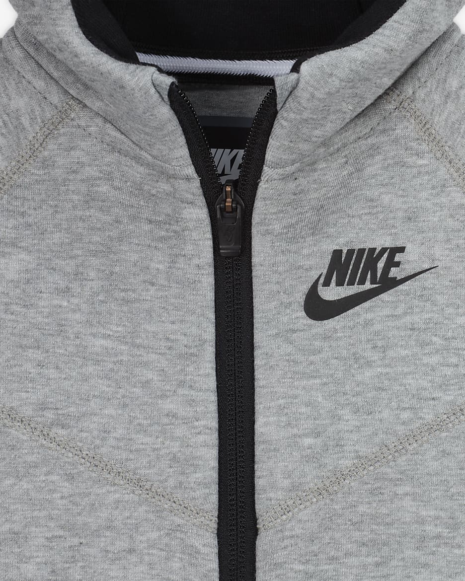 Nike Sportswear Tech Fleece Full-Zip Set Conjunto de sudadera con capucha de dos piezas - Bebé - Gris oscuro jaspeado