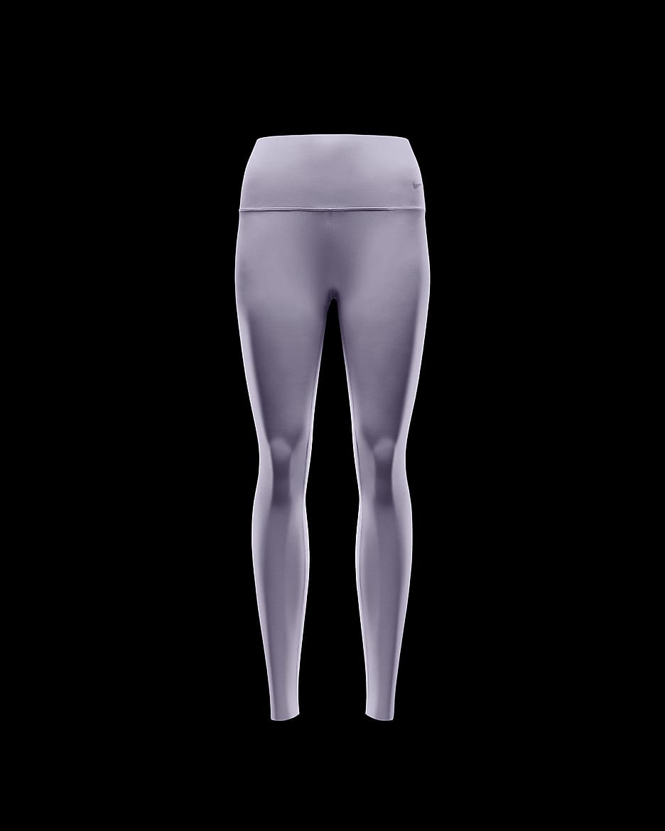 Nike Zenvy Legging met volledige lengte en iets ondersteunende hoge taille voor dames - Light Violet Ore/Zwart