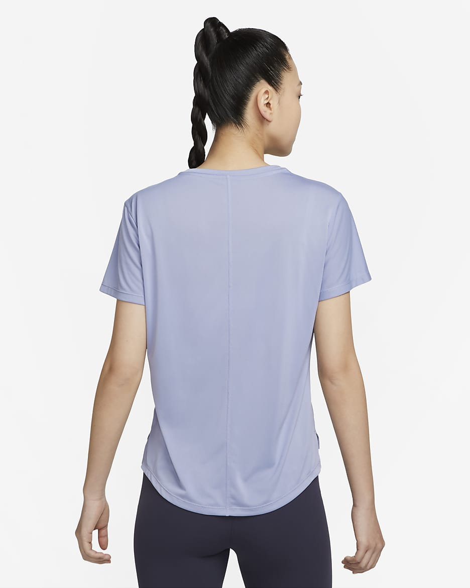 Nike Dri-FIT One Women's Standard-Fit Short-Sleeve Top - Indigo Haze/White