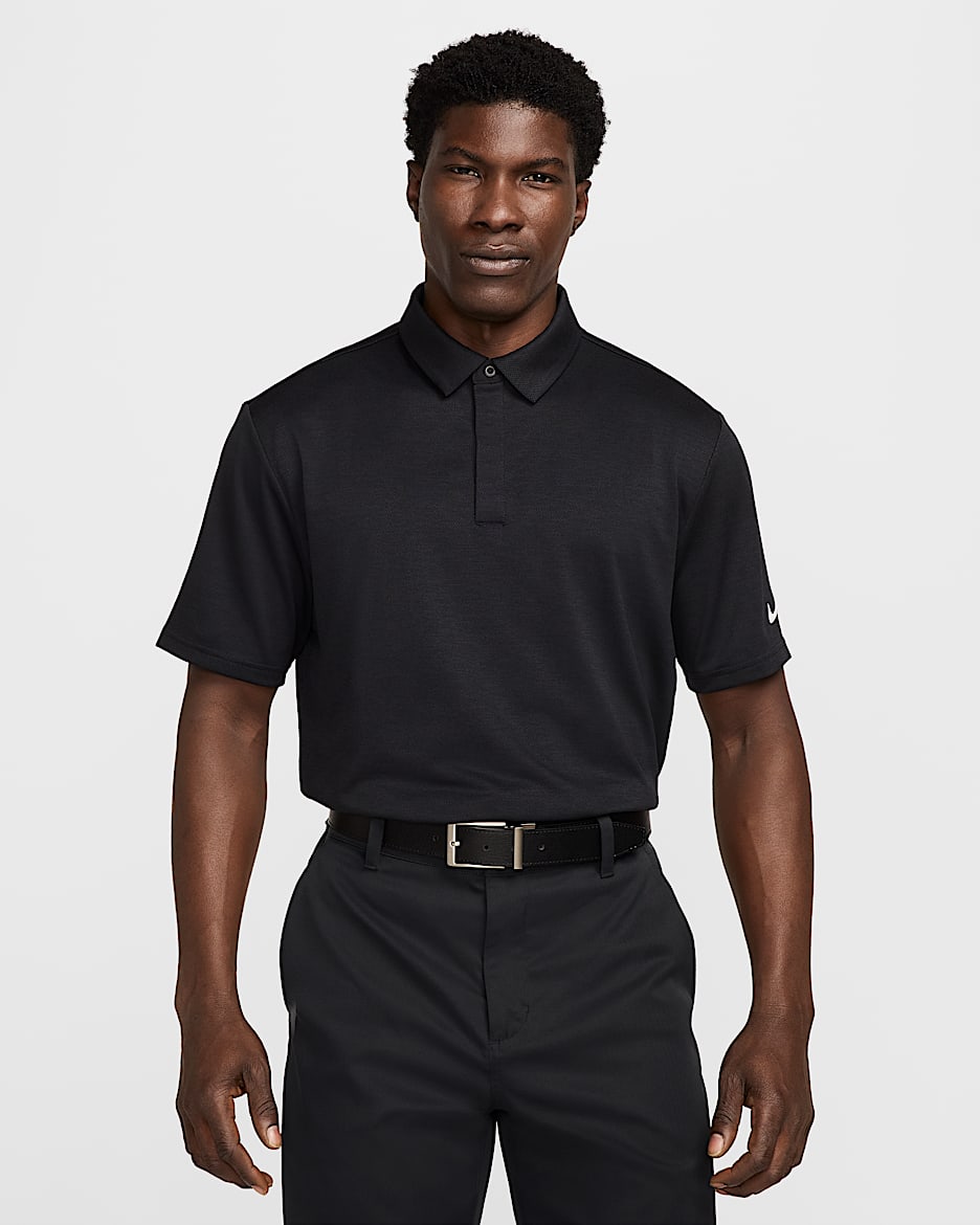 Polo de golf Dri-FIT de tela jacquard para hombre Nike Tour - Negro/Negro/Blanco