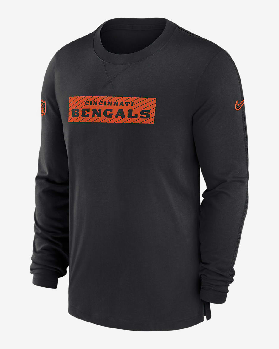 Playera de manga larga Nike Dri-FIT para hombre Cincinnati Bengals Sideline Player Team Issue - Negro