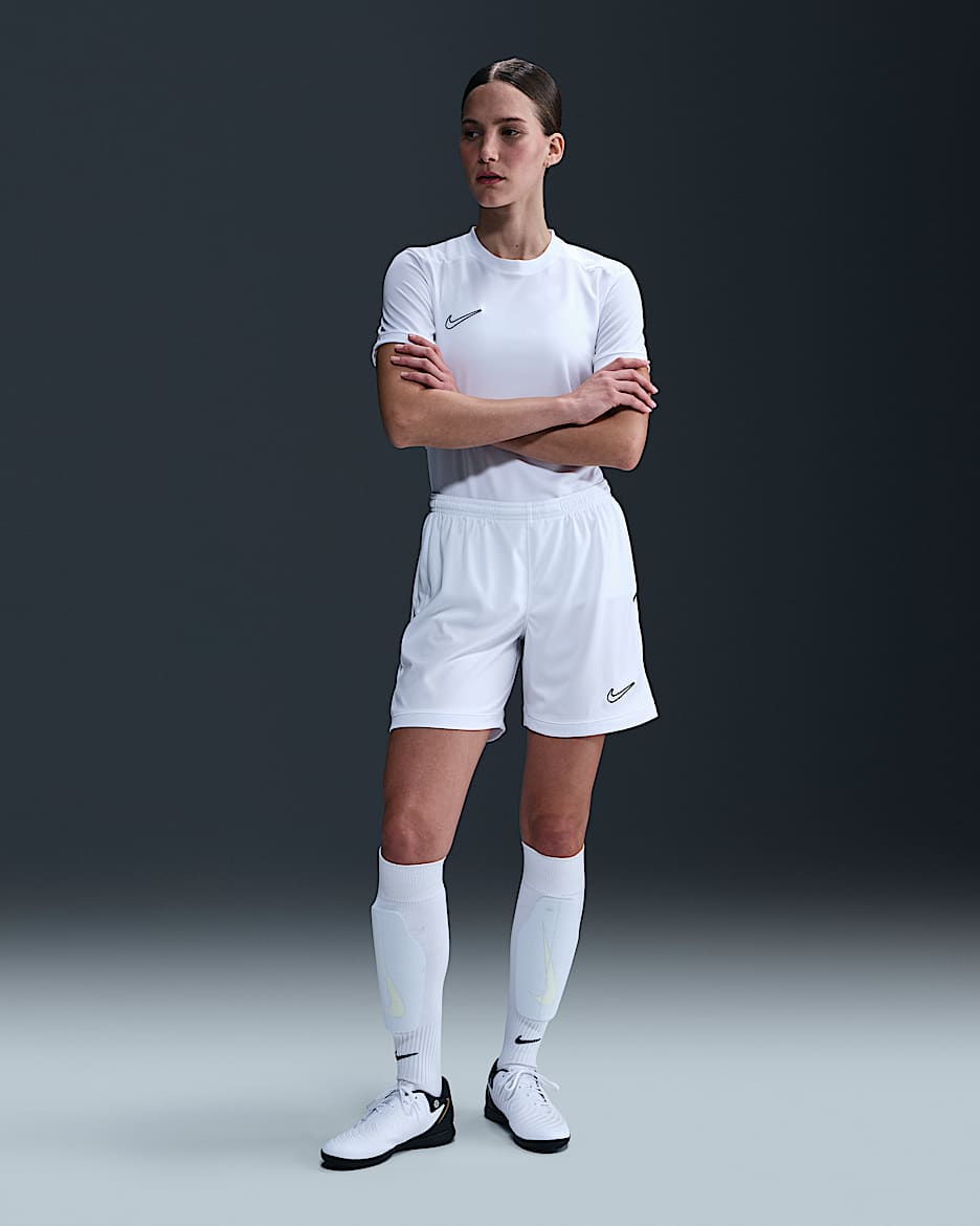 Shorts de fútbol Dri-FIT para mujer Nike Academy - Blanco/Blanco/Negro/Negro