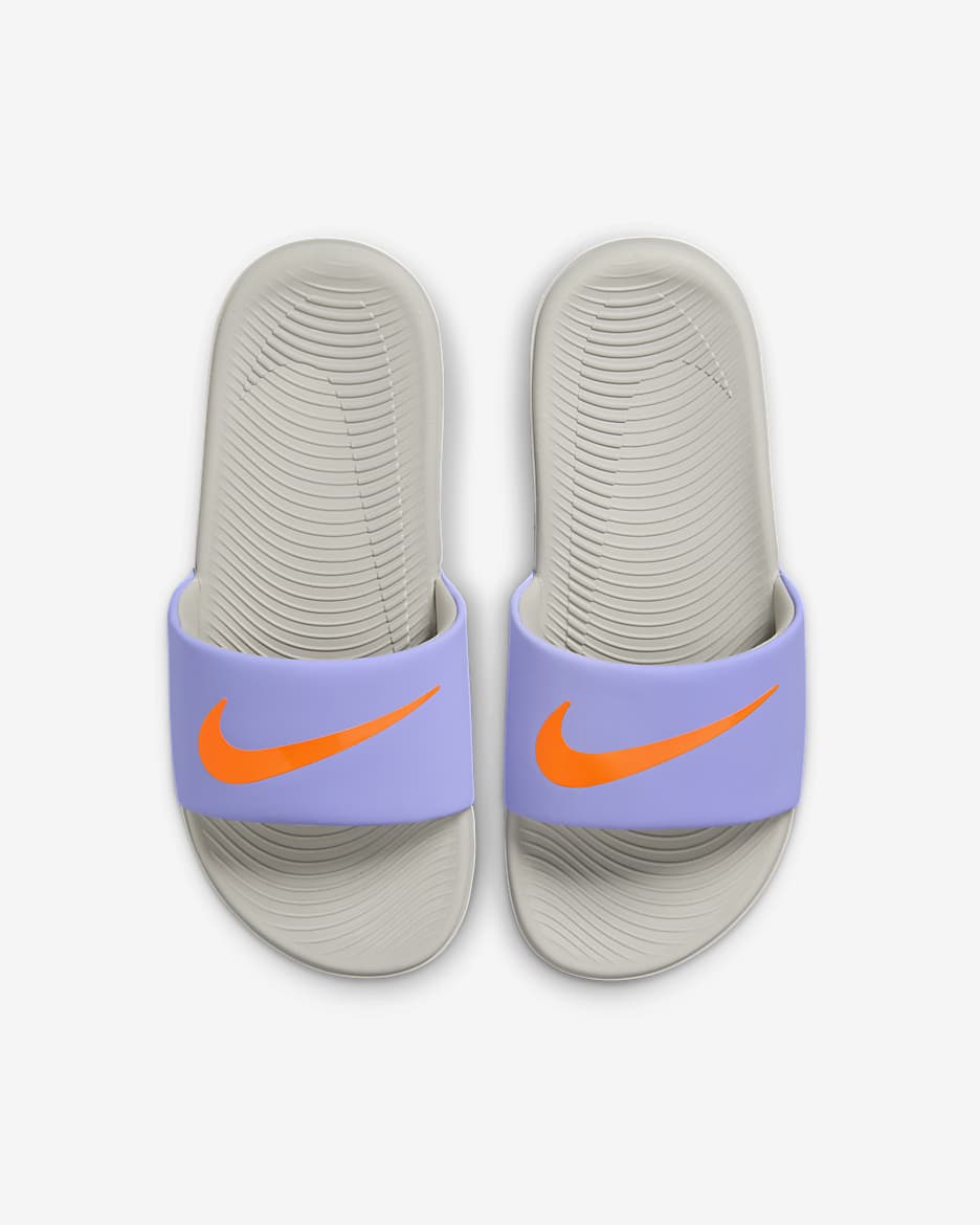 Chanclas para niños grandes Nike Kawa - Morado pulso/Mena de hierro claro/Polvo fotón/Naranja total